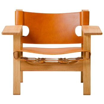 Armchairs & lounge chairs, The Spanish Chair, cognac leather - oiled oak, Brown