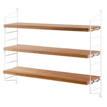 Wall shelves, String Pocket shelf, oak - white, White