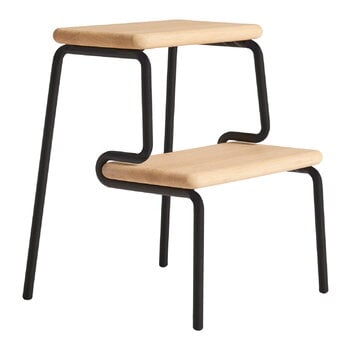 Step stools & ladders, Slalom step stool, white lacquered oak, Black