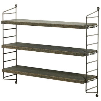 Wall shelves, String Pocket shelf, Special Edition, grey oak - raw metal, Gray