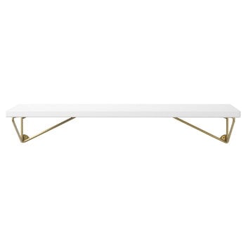 Wall shelves, Pythagoras XS shelf with brackets, white - brass matte, White