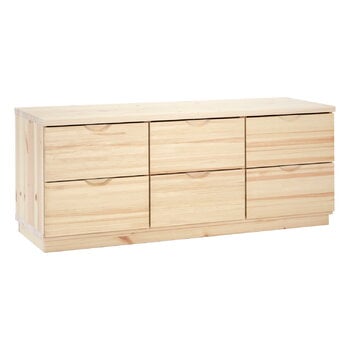 Sideboards & dressers, Classic drawer, 6 drawers, clear lacquered pine, Natural