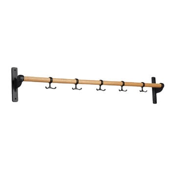 Wall coat racks, Nostalgi hook strip, 100 cm, oak - black, Black