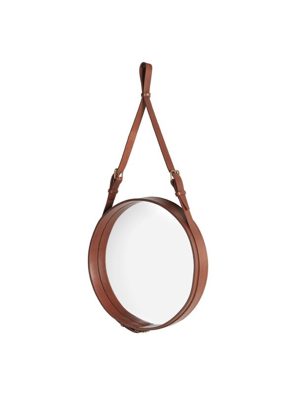 Wall mirrors, Adnet mirror, S, tan leather, Beige