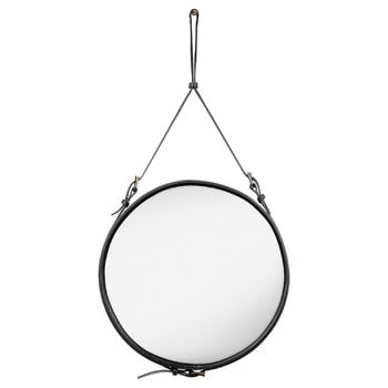 Wall mirrors, Adnet mirror, M, black, leather, Black