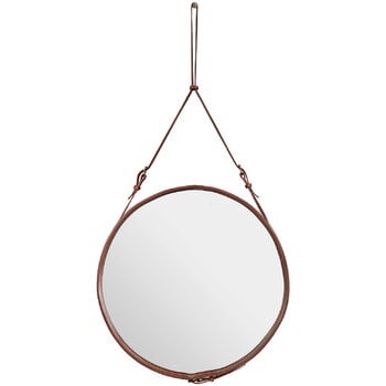 Wall mirrors, Adnet mirror, L, tan leather, Beige