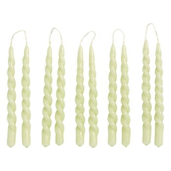 Candles, Mini Swirl candles, 10 pcs, light green, Green