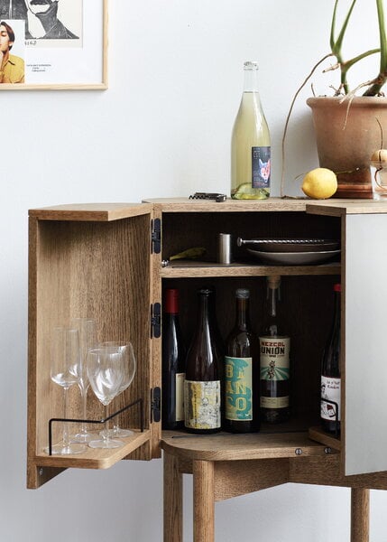 Kitchen carts & trolleys, Loud bar cabinet, smoked oak - aluminium, Brown