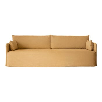 Sofas, Offset 3-seater sofa with loose cover, wheat, Brown