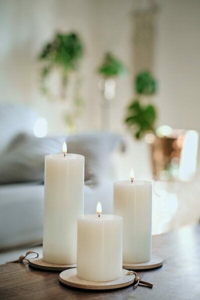 Candles, LED pillar candle, 7,8 x 15 cm, nordic white, White