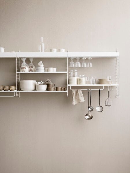 Shelving units, String metal shelf, 78 x 30 cm, low, white, White