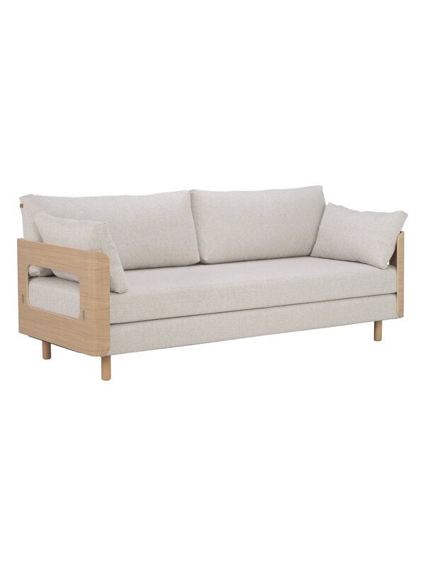 Sofa beds, ON2 Wood sofa bed, soap waxed oak - natural white Diamonds 012, Beige