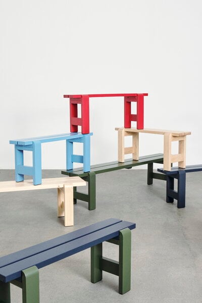 Outdoor benches, Weekday bench, 111 x 23 cm, azure blue, Blue